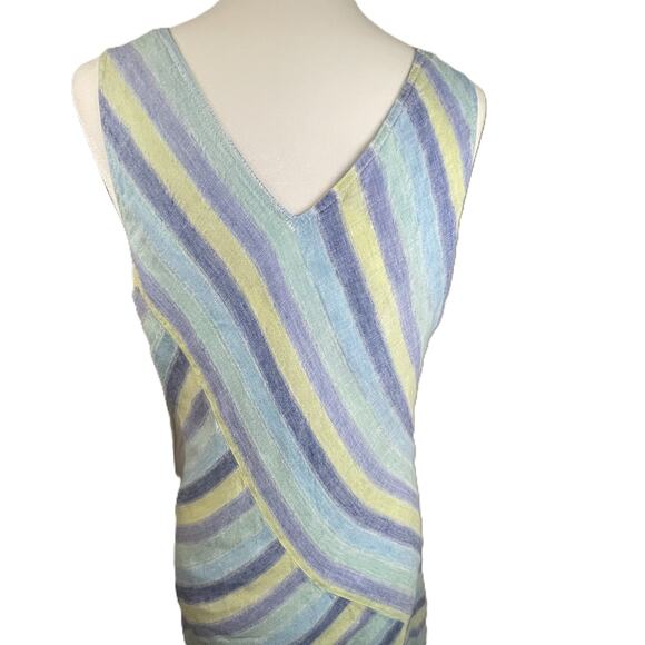 J Jill Love Linen Petite‎ M Striped Linen Maxi Dress Summer Coastal Casual Lined - Picture 11 of 14